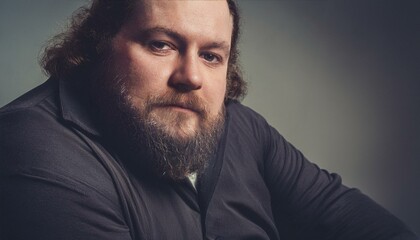Obraz premium portrait of a large man with beard and curly hair