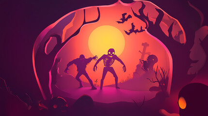 3d vector papercut. Halloween invitation to zombie party vector image