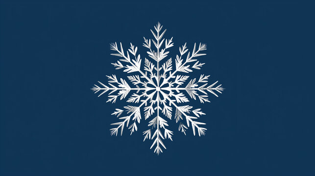 Intricate White Snowflake Design on Navy Blue