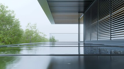 Fototapeta premium Innovative Rainwater Harvesting System in Sustainable Modular House - 3D Render Illustration