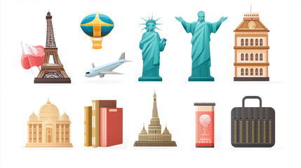 世界旅行のアイコン素材集