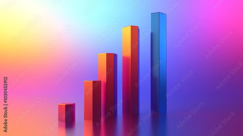 Aufkleber colorful 3d bar graph on abstract background
