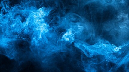 Obraz premium Blue Smoke Flowing in Dark Background