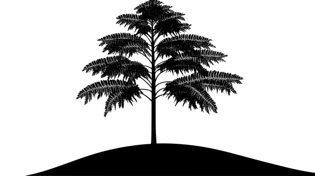 Araucaria tree with triangular leaves against the sky, vector illustration art
