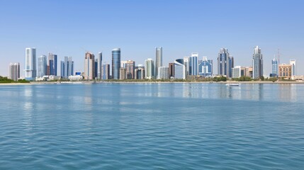 Fototapeta premium Cityscape with Skyscrapers on the Coastline