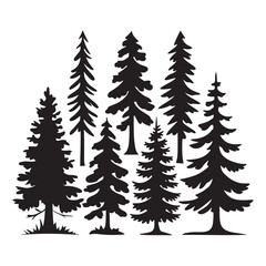 Obraz premium set of vector fir tree silhouette