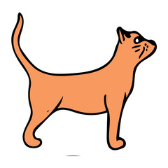 Cartoon red cat on transparent background. Vector illustration, web design object.
