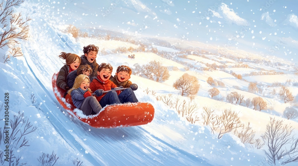 Canvas Prints Frozen Joyride, Sledding