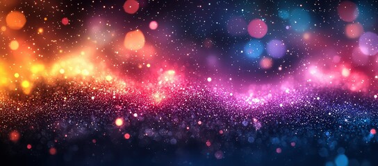 Fototapeta premium A beautiful abstract background of colorful bokeh lights with a dark blue gradient