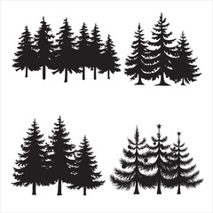 Obraz premium set of vector fir tree silhouette