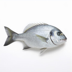 Fototapeta premium poisson, aliment, isolé, dorade, frais, fruits de mer, brut, blanc, salmon, animal, pêche, sain, mer, ailette, arc-en-ciel, fraîcheur, argent, attraper, eau douce, queue, studio, repas, fond blanc, vi