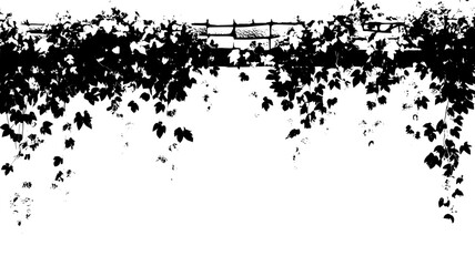 Bougainvillea vines cascading down a stone wall with flowers, vector illustration art