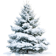 Fototapeta premium Snow Covered Christmas Tree for Holiday Decoration and Festive Displays