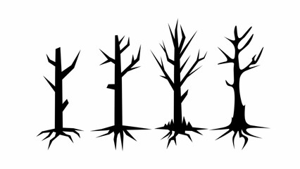 set of silhouette of tree elements vector illustration isolated on white background