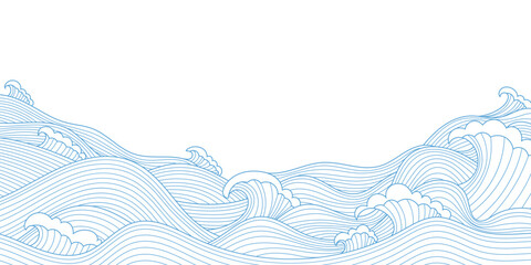 Elegant blue Chinese New Year ocean waves isolated on white background. Ideal for banners, festive cards, and website decor.