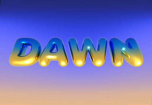 Blue and Yellow Chrome Sunrise 3D Text Effect