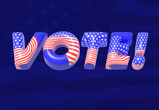 Blue US Election 3D Text Effect