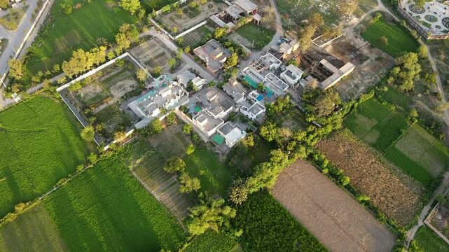Drone view flying over the modern residential housing society in Pakistan