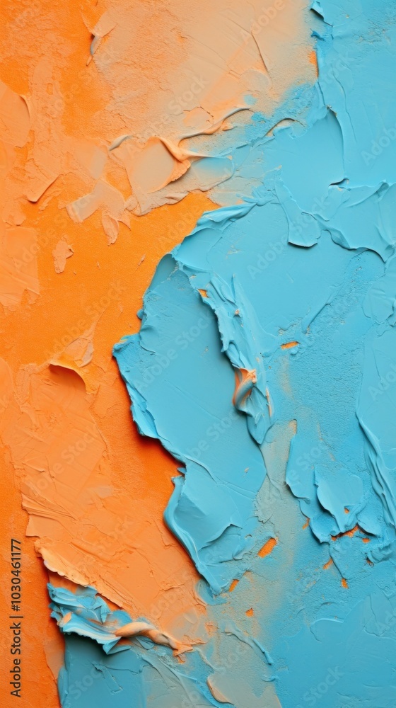 Canvas Prints Orange and light blue rough paint wall.