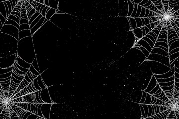 Abstract Halloween cobweb line art background vector illustration with grunge texture halloween design black.