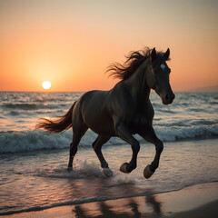 horse at sunset