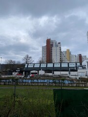 Fototapeta premium Hochhäuser im Winter 