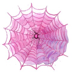 Fototapeta premium Spider web illustration watercolor pink.
