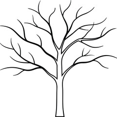 Fototapeta premium Bare Tree Branches Silhouette Illustration Drawing
