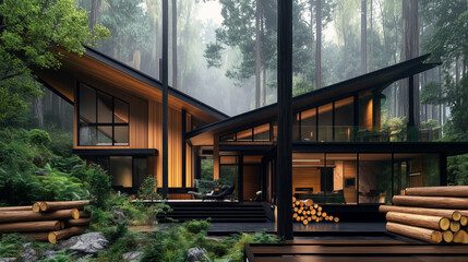 Fototapeta premium モダンな黒い外壁の住宅