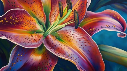 Vibrant Lily Flower Illustration with Rich Colors