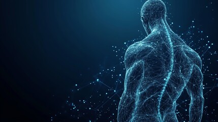 Digital Human Body   Abstract Wireframe  Network Connections  Technology Concept