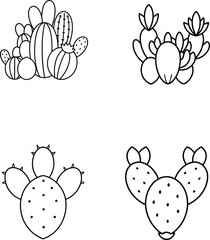Cactus Illustration Set: Black And White Design