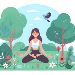 Young woman practicing yoga meditation outdoors in nature
