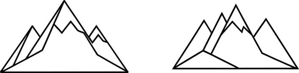 Simple Mountain Range Line Art Illustration