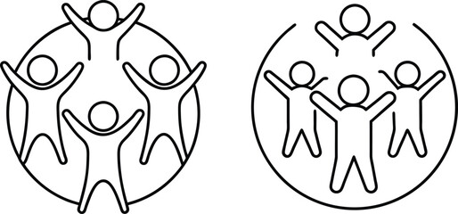 Simple Stick Figure Illustration of Unity and Teamwork