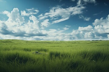 Obraz premium Grass field and sky grassland landscape outdoors.