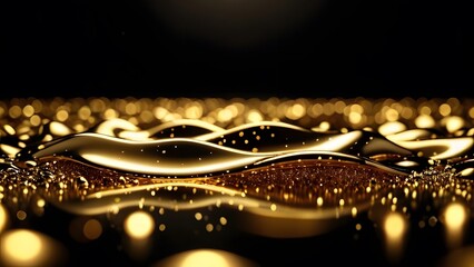 A gold metal background that is abstract, opulent, and flows like liquid.
