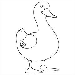 Continuous single line art drawing of pet animal duck concept single line draw vector style illustration