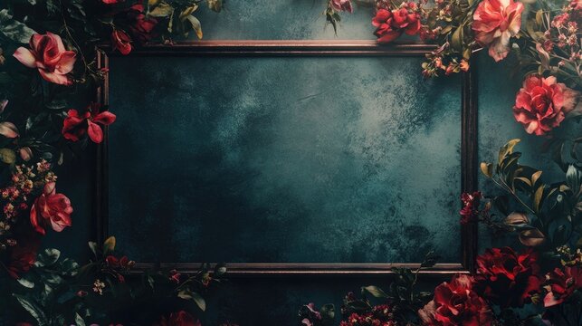 Customized photo frame with a floral border, placed in soft lighting