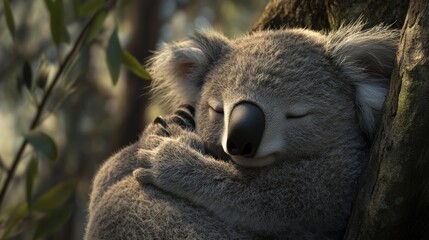Naklejka premium Koala in Extremely Detailed and Photorealistic Environment, Perfect for Australian Wildlife or Animal Lovers Generative AI