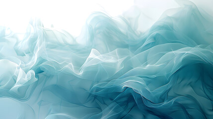 An artistic closeup of electric blue smoke creating a wave pattern on a white background, resembling a liquid cloud formed by the wind