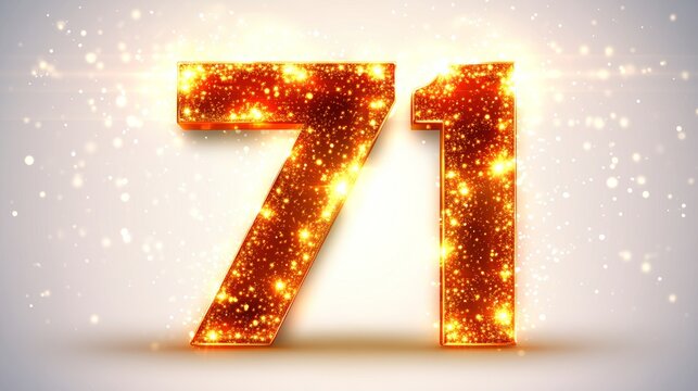 Sparkling Golden Number 71   Celebration  Anniversary  Birthday