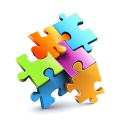 Obraz premium Colorful puzzle pieces stacked together, showcasing vibrant hues and interlocking shapes.