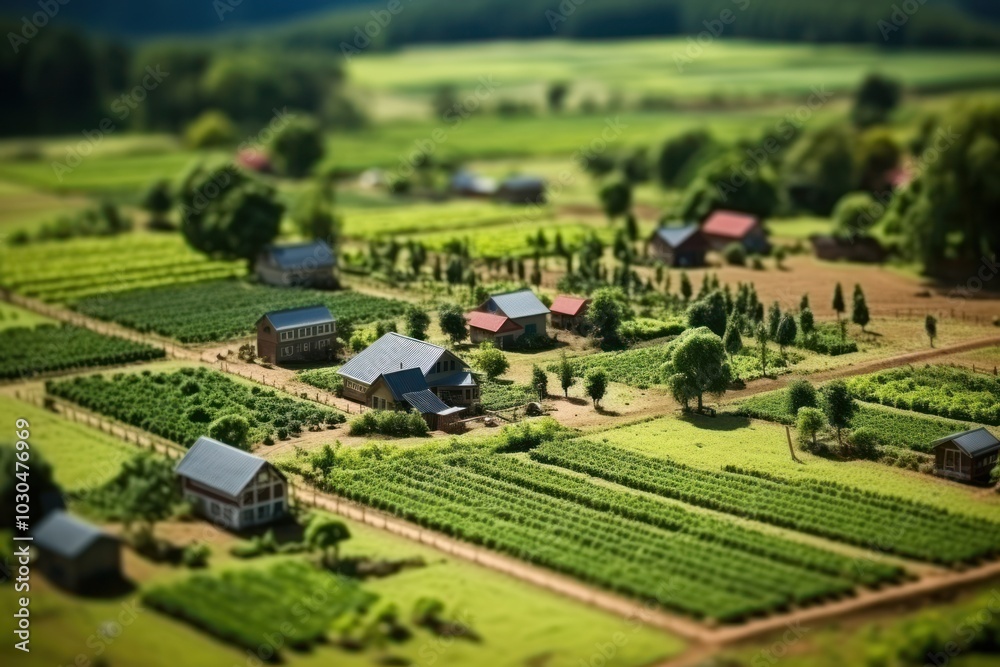 Sticker Agriculture farm tilt-shift outdoors nature.