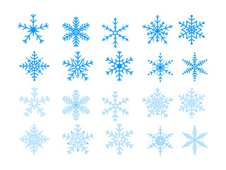 Elegant Blue Snowflake Icons.  Winter Design Elements for Digital Art, Holiday Graphics, and Seasonal Projects