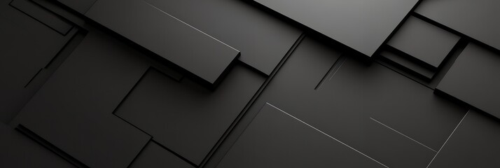 Fototapeta premium Abstract black and white geometric background with overlapping squares and rectangles.