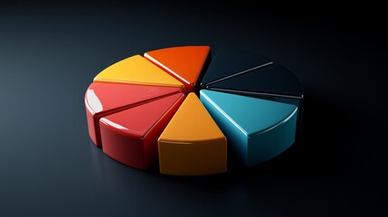 Obraz premium Colorful Pie Chart Segments on Dark Surface