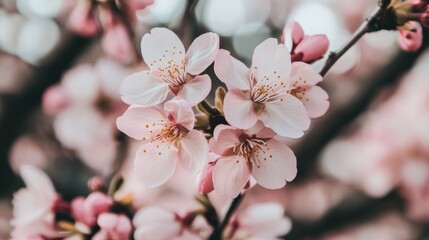 Obraz premium Blossoming Cherry Flowers in Spring Season