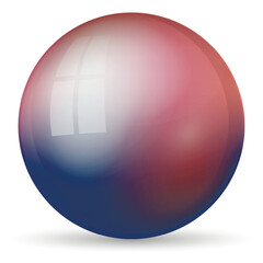Glass purple ball or precious pearl. Glossy realistic ball, 3D abstract vector illustration highlighted on a white background. Big metal bubble with shadow