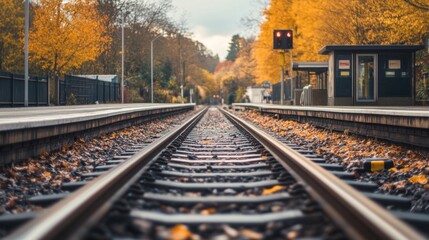 Autumn Train Tracks with Scenic View